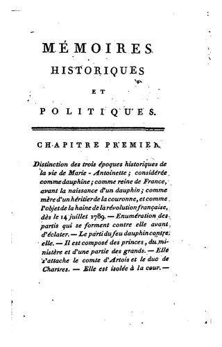 Mémoires historiques et politiques du règne de Louis XVI, depuis son mariage jusqu'à sa mort