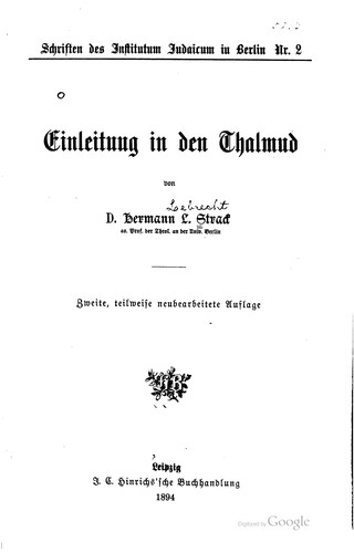 Einleitung in den Thalmud