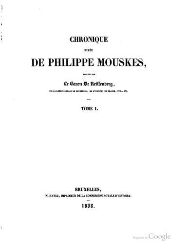 Chronique rimée de Philippe Mouskes (volume 1)