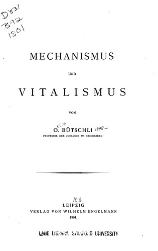 Mechanismus und Vitalismus
