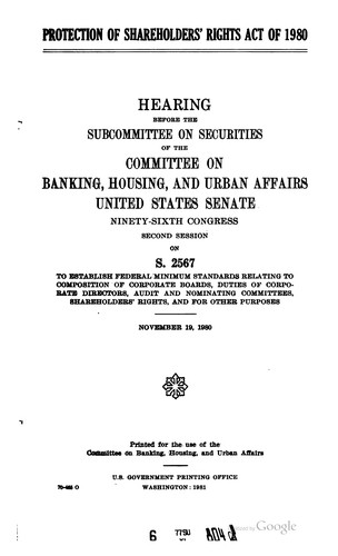 Protection of Shareholders' Rights Act of 1980