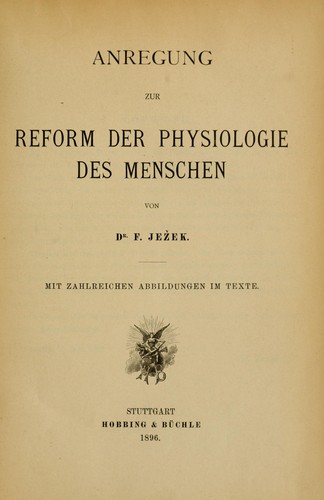 Anregung zur reform der physiologie des menschen