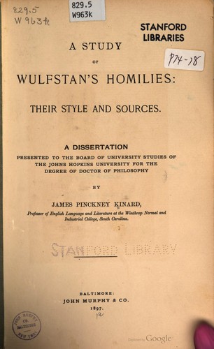 A Study Of Wulfstan's Homilies