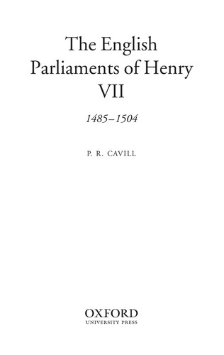 The English parliaments of Henry VII, 1485-1504
