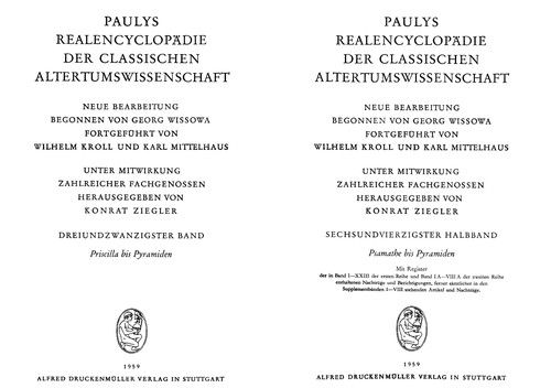 Paulys Realencyclopa die der classischen Altertumswissenschaft