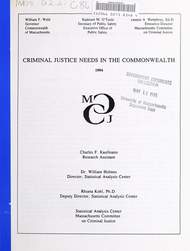 Criminal justice needs in the Commonwealth