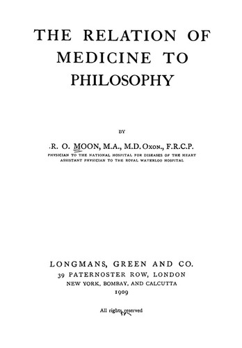 The relation of medicine to philosophy