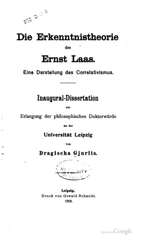 Die erkenntnistheorie des Ernst Laas