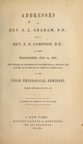 Addresses of the Rev. S. L. Graham