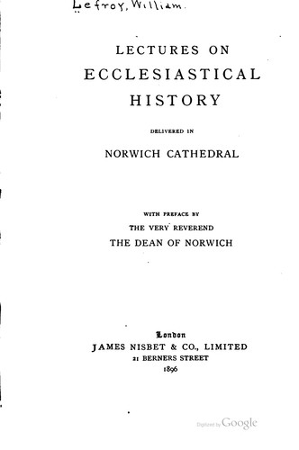 Lectures on ecclesiastical history