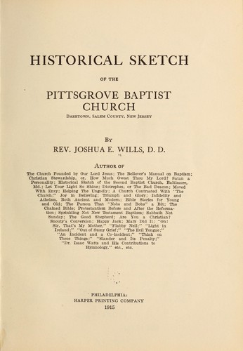 Historical sketch of the Pittsgrove Baptist Church, Daretown, Salem County, New Jersey