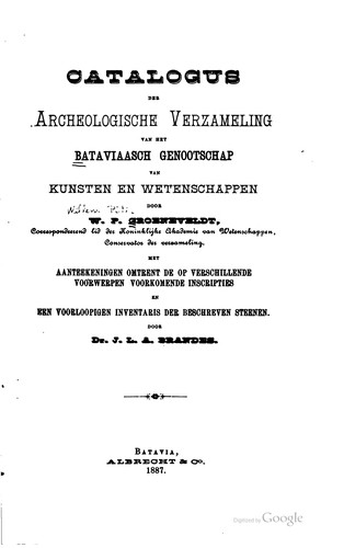 Catalogus der archeoligische verzameling van het Bataviaasch Genootschap van Kunsten en Wetenschappen