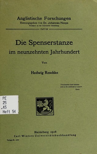 Der Spenserstanze im neunzehnten Jahrhundert