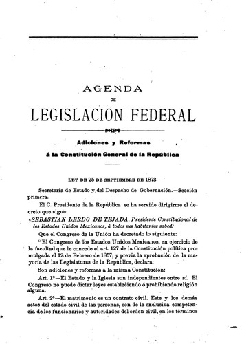Agenda de legislacion federal arreglada por el Lic
