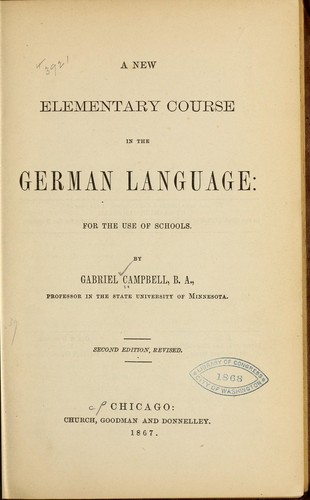 A new elementary course in the German language
