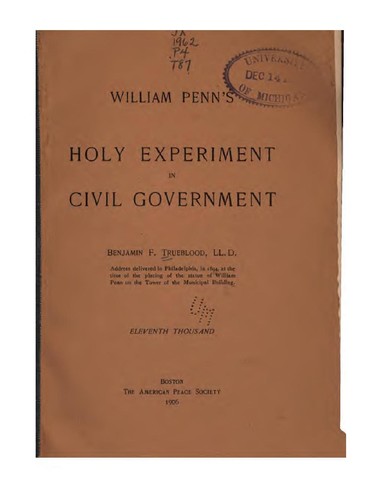 William Penn's holy experiment in civil government