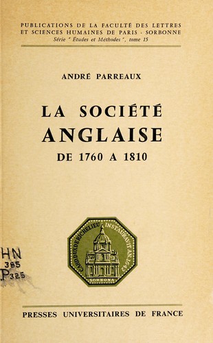 La Société anglaise de 1760 à 1810