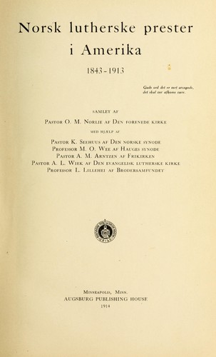 Norsk lutherske prester i Amerika, 1843-1913