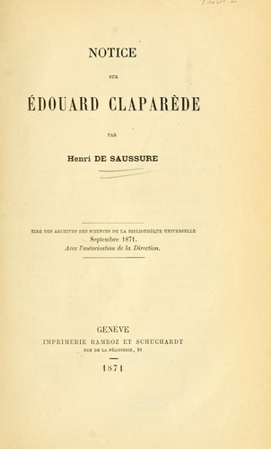 Notice sur Edouard Claparède