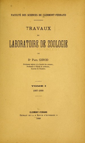 Travaux du Laboratoire de zoologie