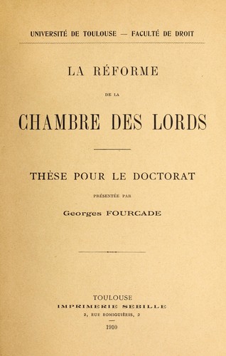Le réforme de la chambre des lords
