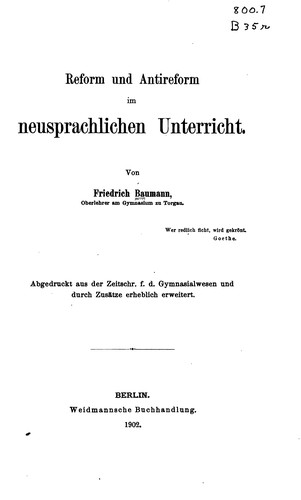 Reform und antireform im neusprachlichen unterricht