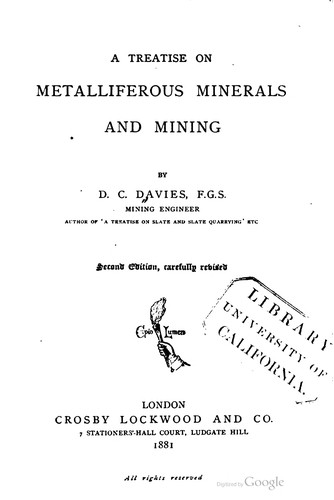 A treatise on metalliferous minerals and mining
