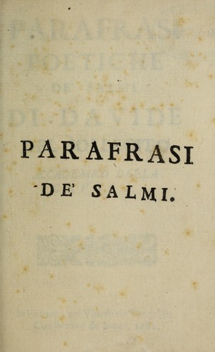 Parafrasi poetiche de' salmi di Davide