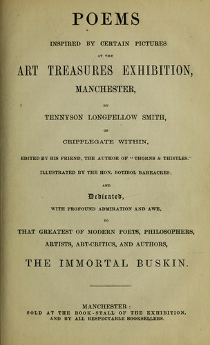 Poems inspired by certain pictures at the Art Treasures Exhibition, Manchester