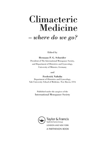 Climacteric Medicine - Where Do We Go?
