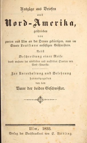 Auszüge aus briefen aus Nord-Amerika
