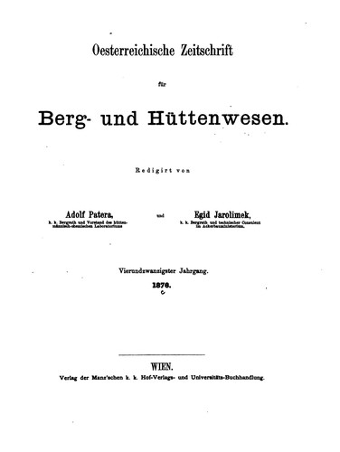 Oesterreichische zeitschrift für berg- und hüttenwesen ...