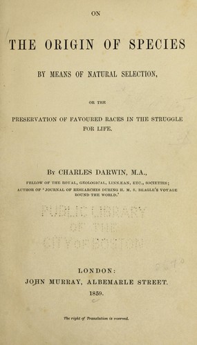 On the origin of species by means of natural selection