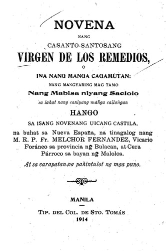 Novenas nang casanto-santosang Virgen de los Remedios