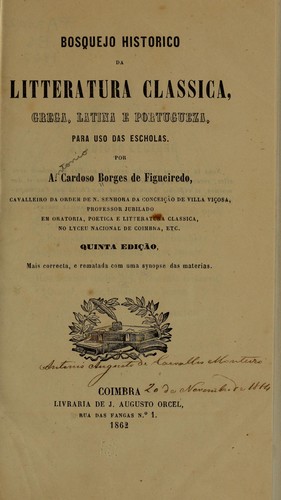 Bosquejo historico da litteratura classica