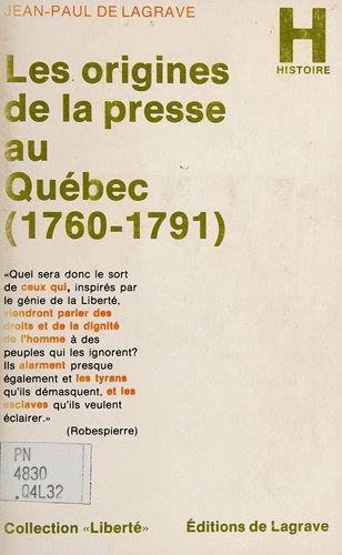Les origines de la presse au Québec, 1760-1791