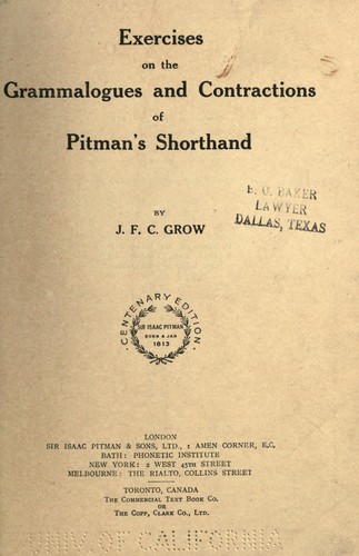 Exercises on the grammalogues and contractions of Pitman's shorthand