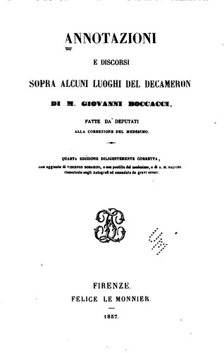 Annotazioni e discorsi sopra alcuni luoghi del Decameron di M. Giovanni Boccacci