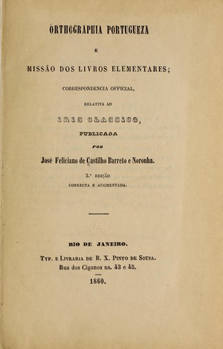 Orthographia portugueza e missão dos livros elementares