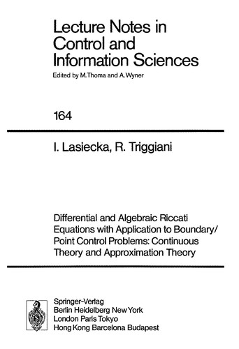 Differential and algebraic riccati equations with application to boundary/point control problems