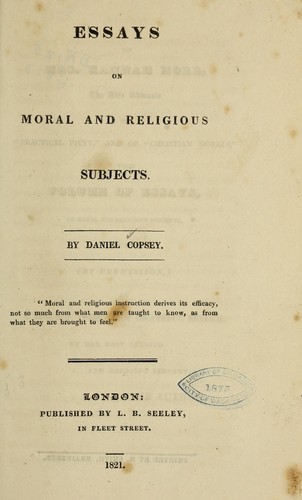 Essays on moral and religious subjects