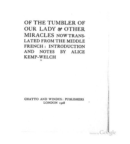 Of the tumbler of Our Lady & other miracles