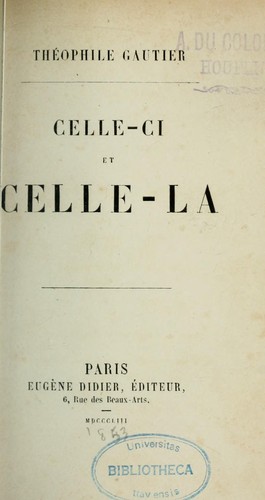Celle-ci et celle-la, [ou, Le Jeune-France passioné