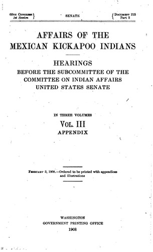 Affairs of the Mexican Kickapoo Indians