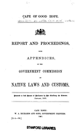 Report and Proceedings, with Appendices, of the Government Commission on ..