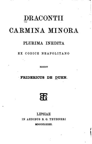 Dracontii Carmina minora