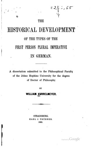The historical development of the types of the first person plural imperative in German