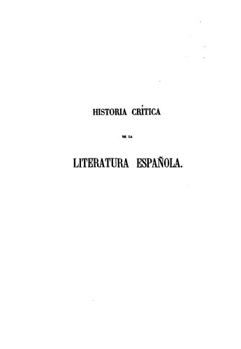 Historia Crítica de la Literatura Española