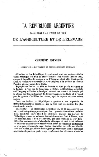 La République Argentine considérée au point de vue de l'agriculture & de l'élevage