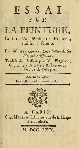 Essai sur la peinture, et sur l'Académie de France, établie à Rome